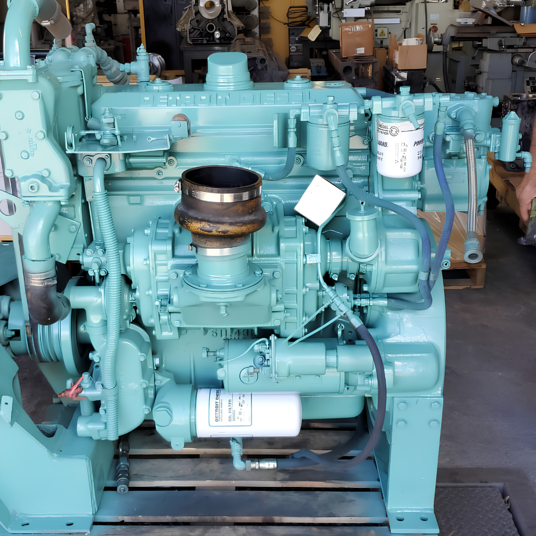 Heavy equipment diesel engine block being inspected at the Motor Service Group machine shop in Miami