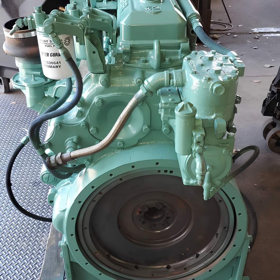 Machinist measuring a diesel engine block during an engine rebuilding service at Motor Service Group in Miami
